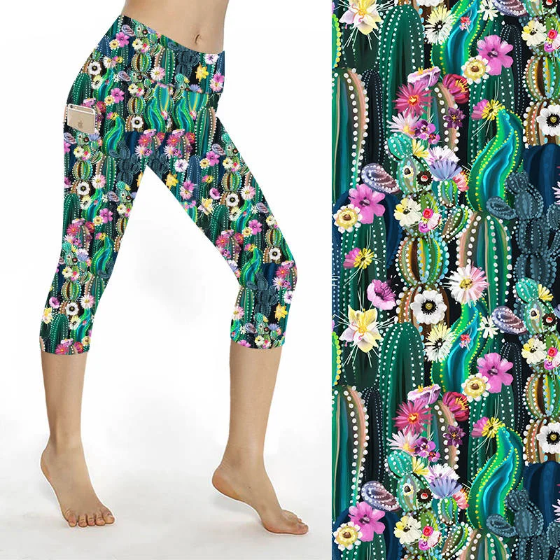 SCULPT Yoga Capri Leggings – Summer Succulents