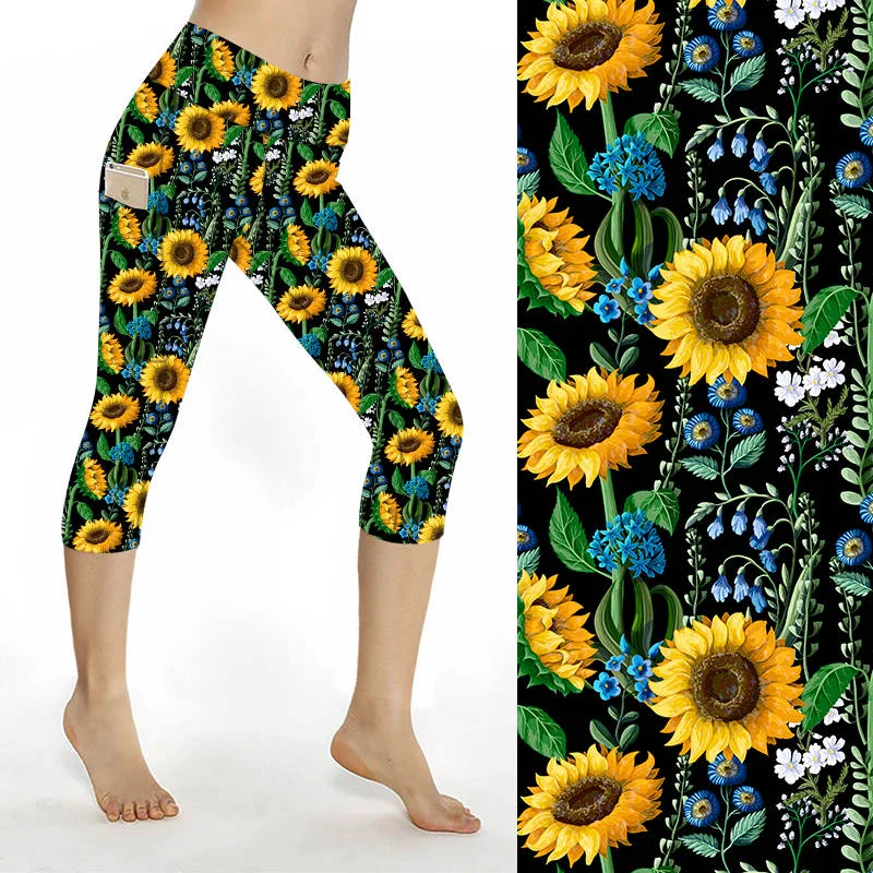 SCULPT Yoga Capri Leggings -Sunny Bloom