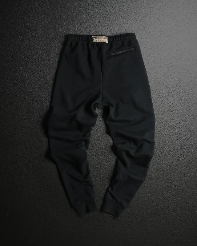 EMBOSSED FITTED JOGGERS-BLACK