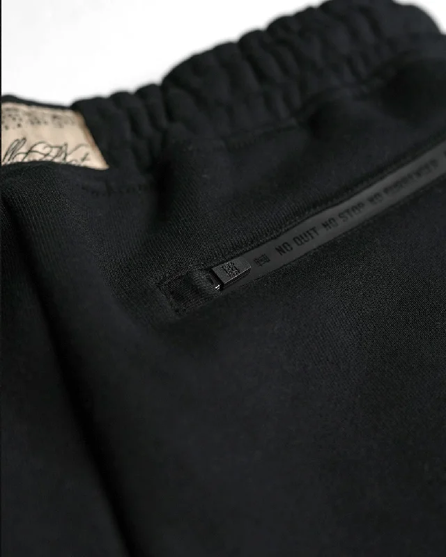 EMBOSSED FITTED JOGGERS-BLACK