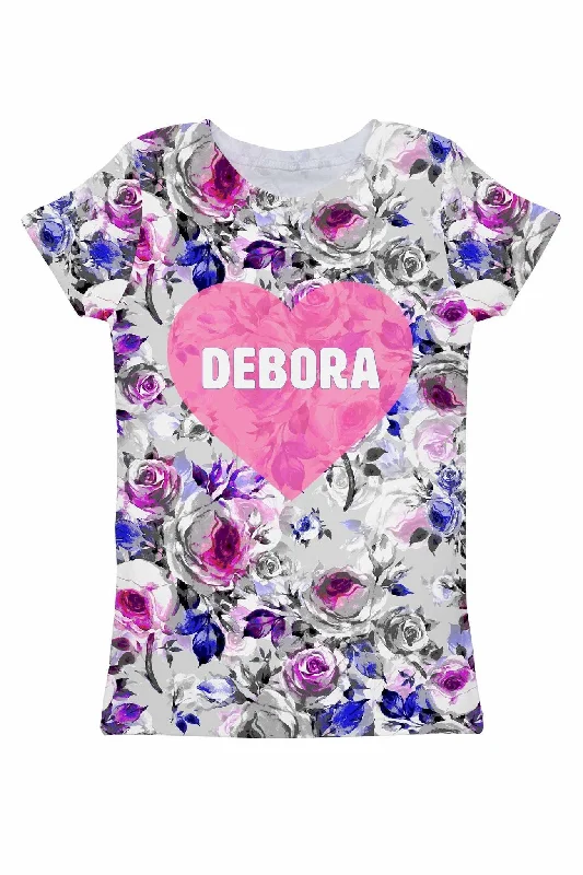 Floral Touch Customized NAME Zoe Grey Tee - Women