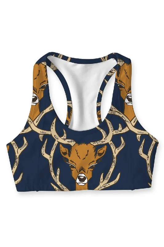 Hello My Deer Stella Navy Seamless Racerback Sport Yoga Bra - Women