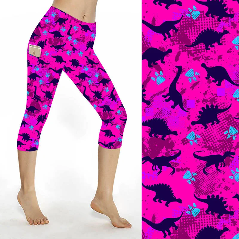 SCULPT Yoga Capri Leggings - Dino Delight