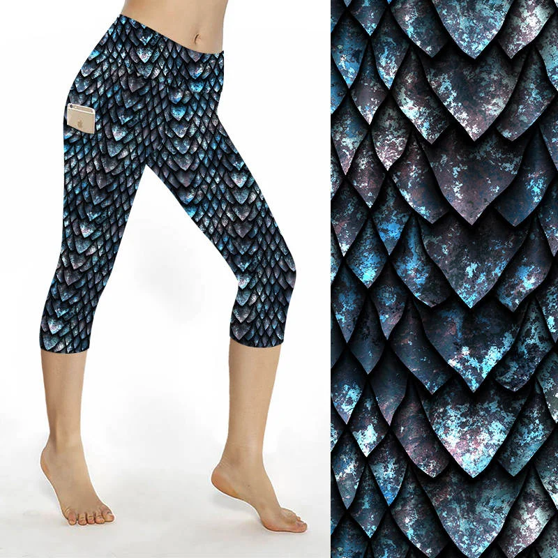 SCULPT Yoga Capri Leggings – Dragon Scale