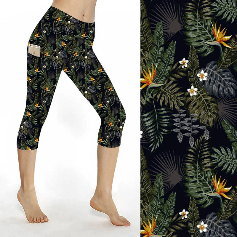 SCULPT Yoga Capri Leggings – Midnight Tropics