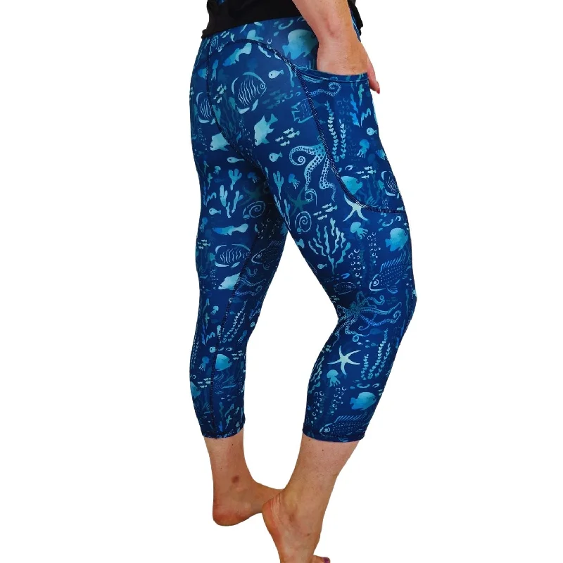 SCULPT Yoga Capri Leggings - Ocean Blue