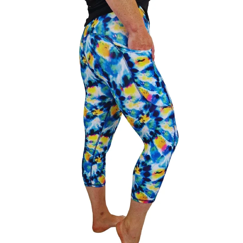 SCULPT Yoga Capri Leggings - Tie-Dye Splash