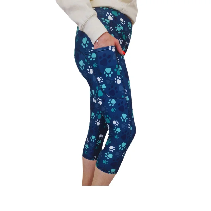 SCULPT Yoga Capri Leggings - Watery Paws