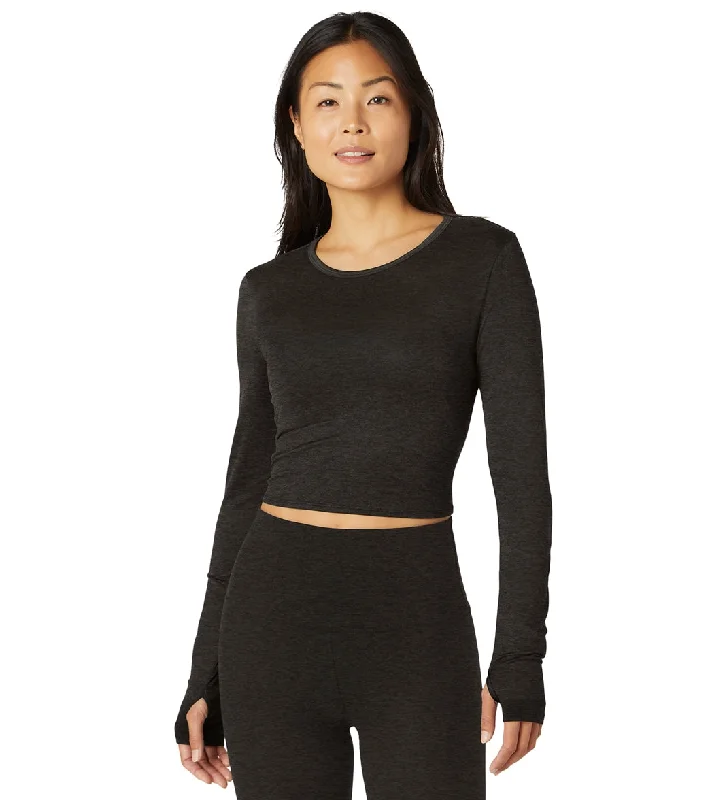 Beyond Yoga Featherweight Sunrise Cropped Pullover Darkest Night