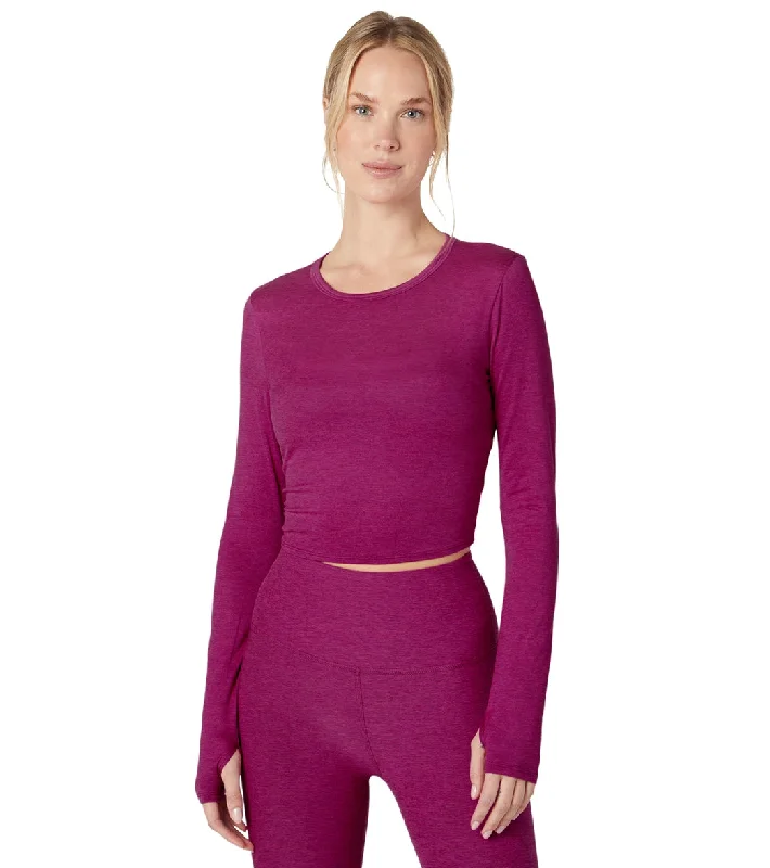 Beyond Yoga Featherweight Sunrise Cropped Pullover Magenta Heather