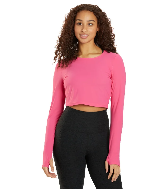 Beyond Yoga Performance Knit Resilient Cropped Pullover Pink Energy