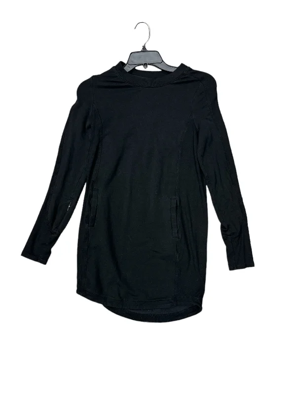 Black Athletic Top Long Sleeve Collar Athleta, Size Xxs