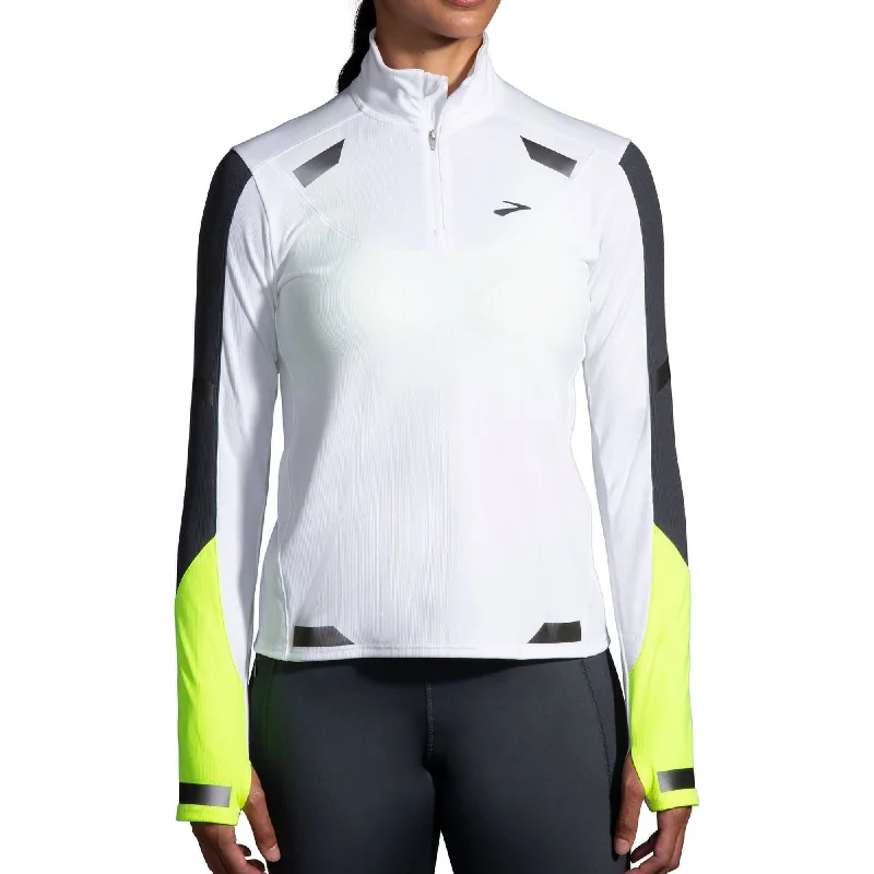 Brooks Run Visible Half Zip Long Sleeve Womens Running Top - White