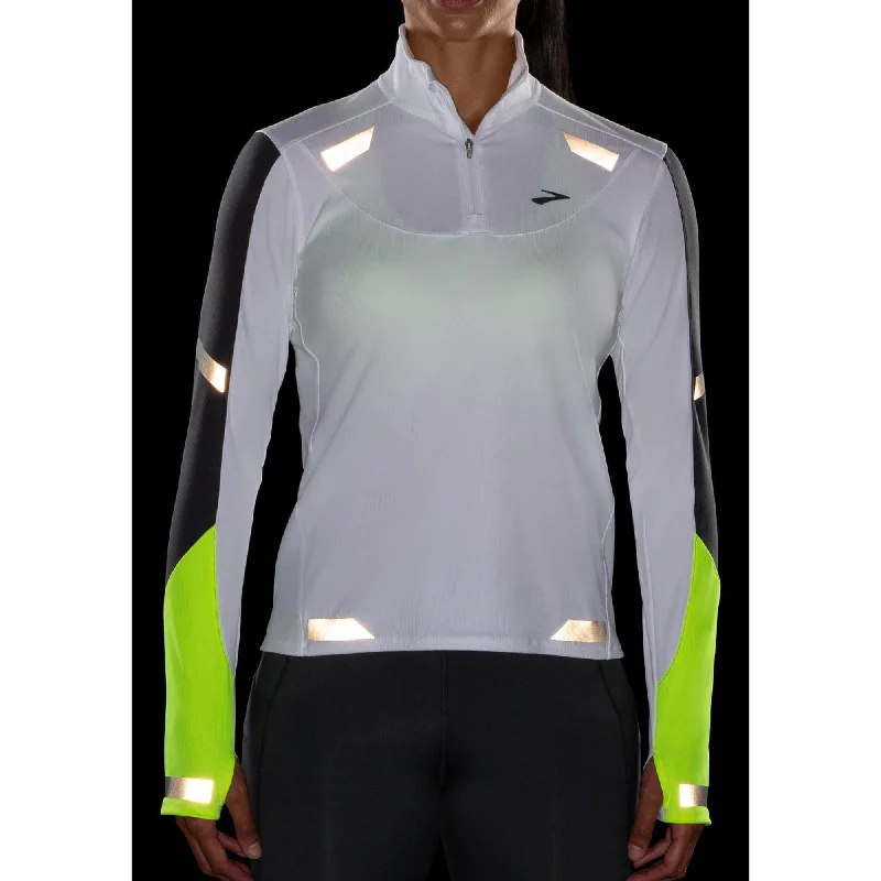 Brooks Run Visible Half Zip Long Sleeve Womens Running Top - White