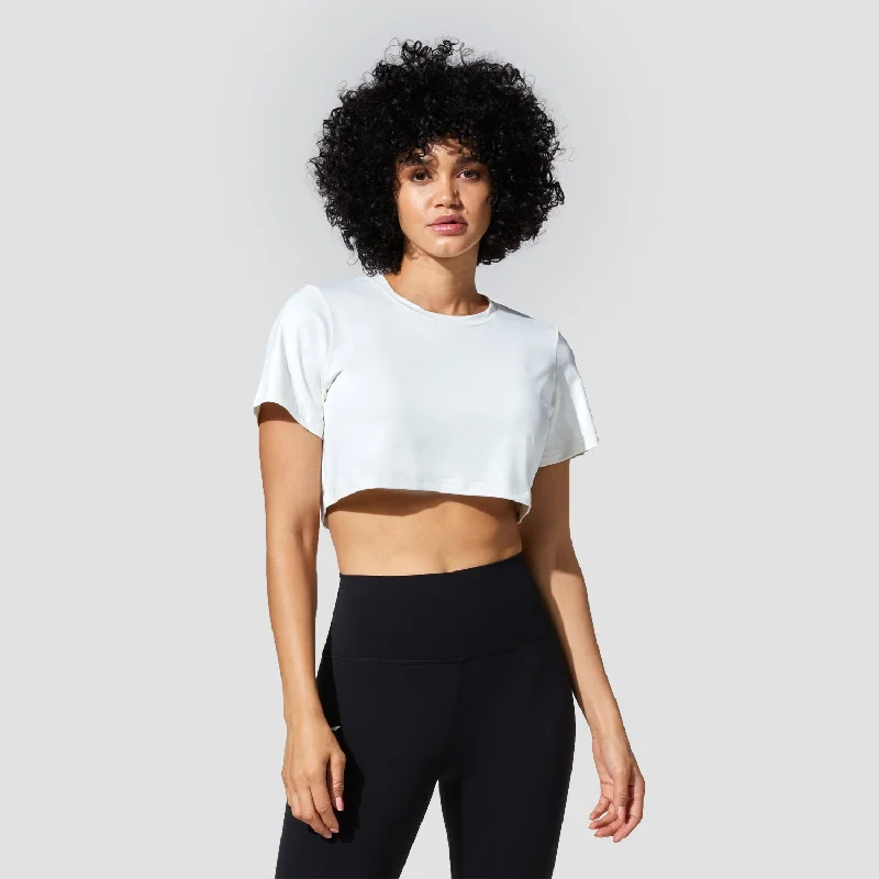 Graphic Wave Eyes Crop Top - Star White