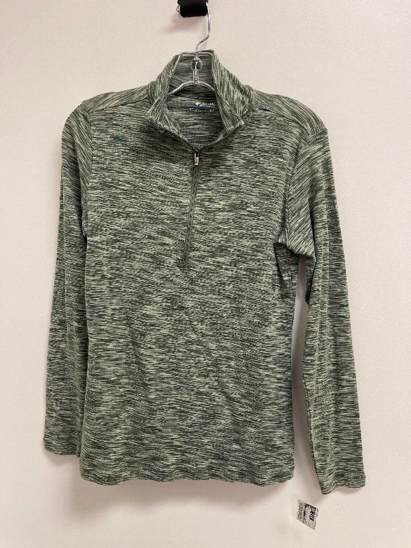 Green Athletic Top Long Sleeve Collar Columbia, Size L