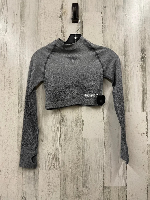 Grey Athletic Top Long Sleeve Crewneck Gym Shark, Size Xs