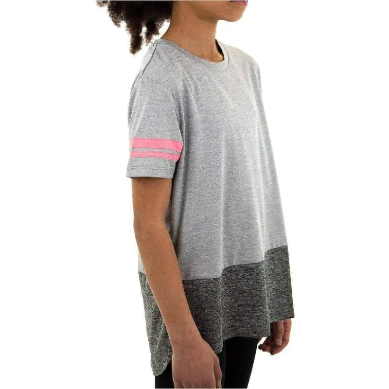 More Mile Marl Girls Short Sleeve Training Top - Grey