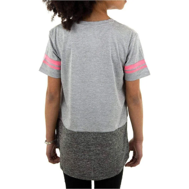 More Mile Marl Girls Short Sleeve Training Top - Grey