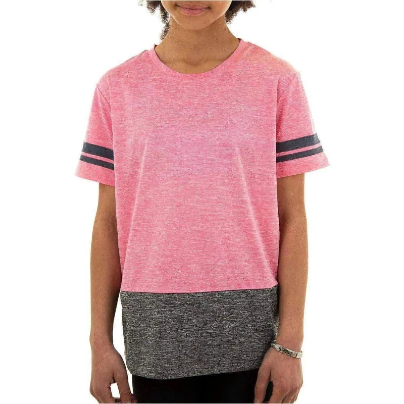 More Mile Marl Girls Short Sleeve Training Top - Pink