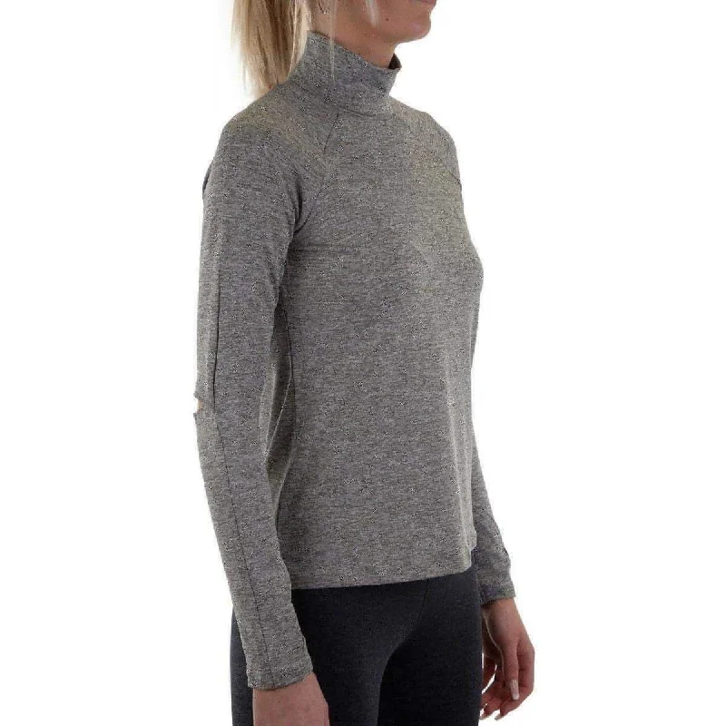 More Mile Train To Run Womens Long Sleeve Funnel Neck Running Top - Grey