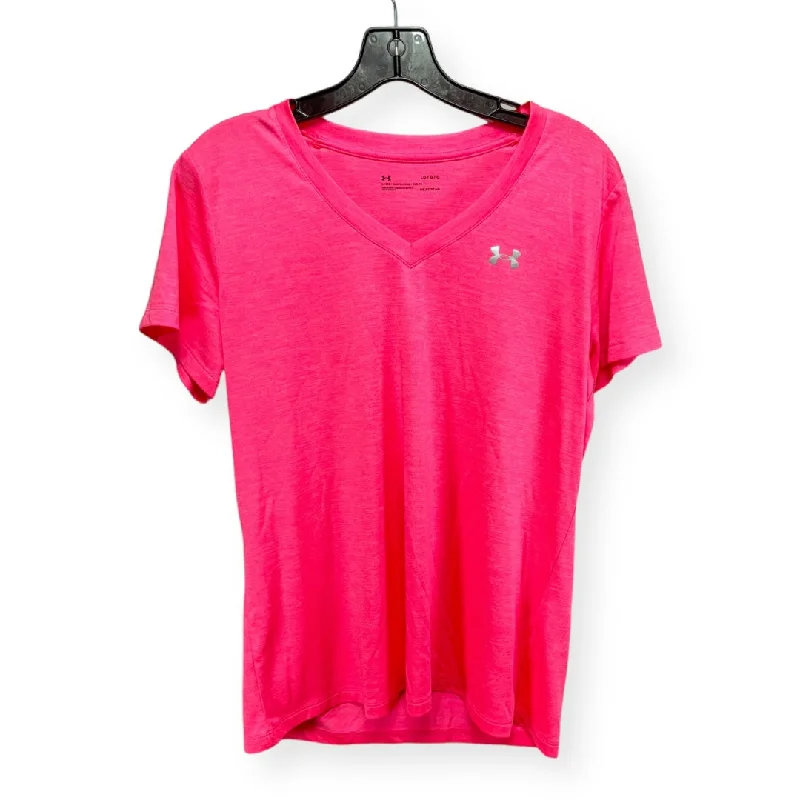 Pink Athletic Top Short Sleeve Under Armour, Size L