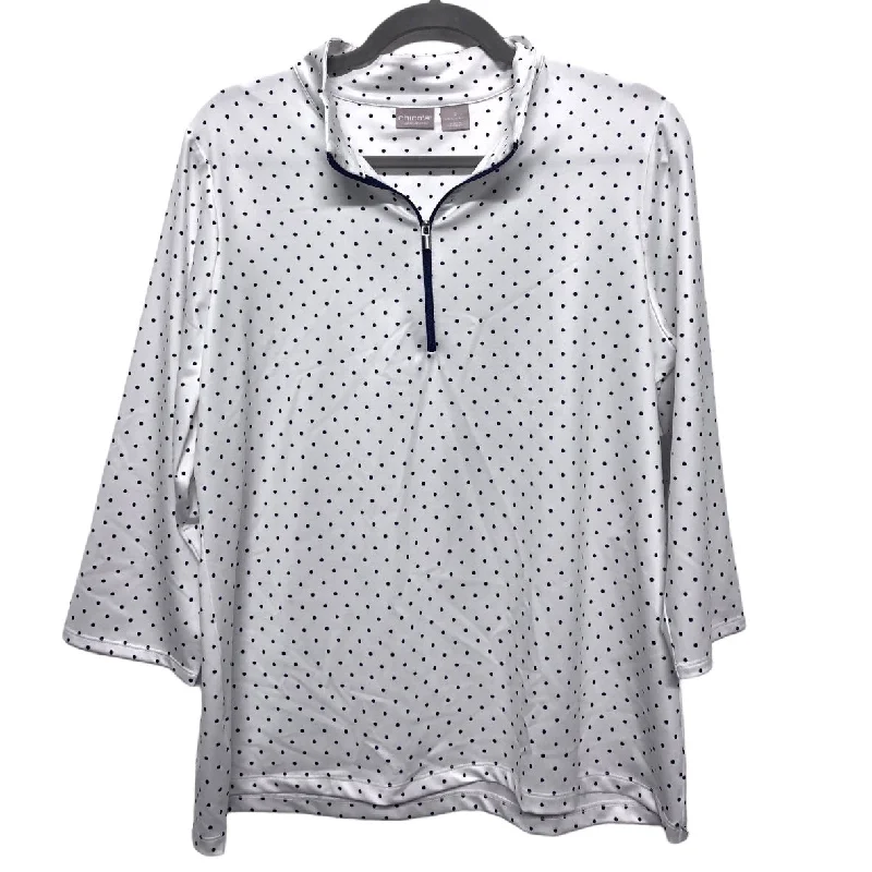 Polkadot Pattern Athletic Top Long Sleeve Collar Zenergy By Chicos, Size L