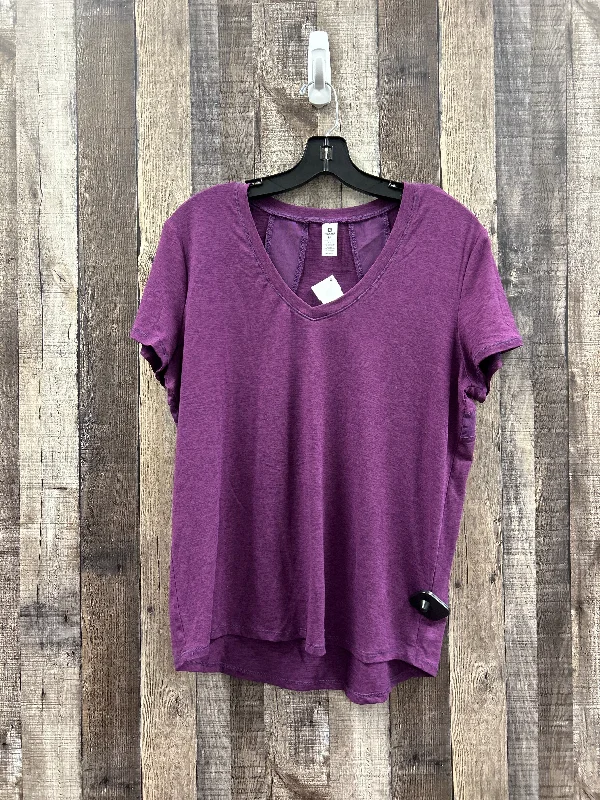 Purple Athletic Top Short Sleeve Velocity, Size M