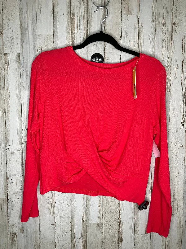 Red Athletic Top Long Sleeve Collar All In Motion, Size M