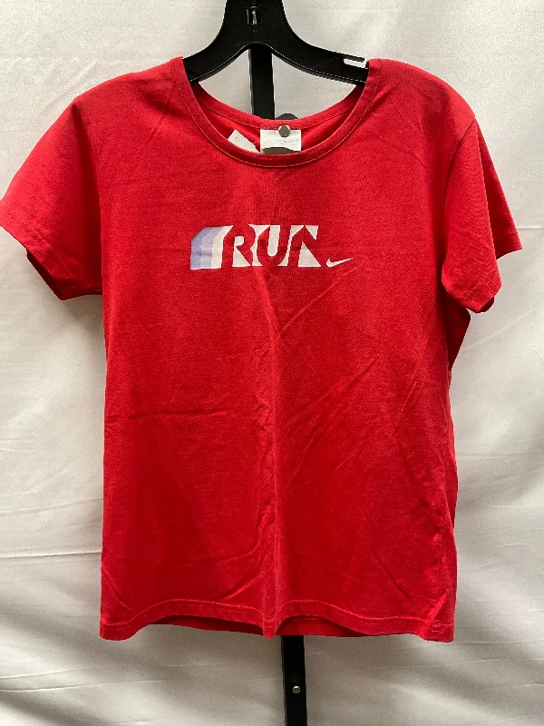 Red Athletic Top Short Sleeve Nike Apparel, Size M