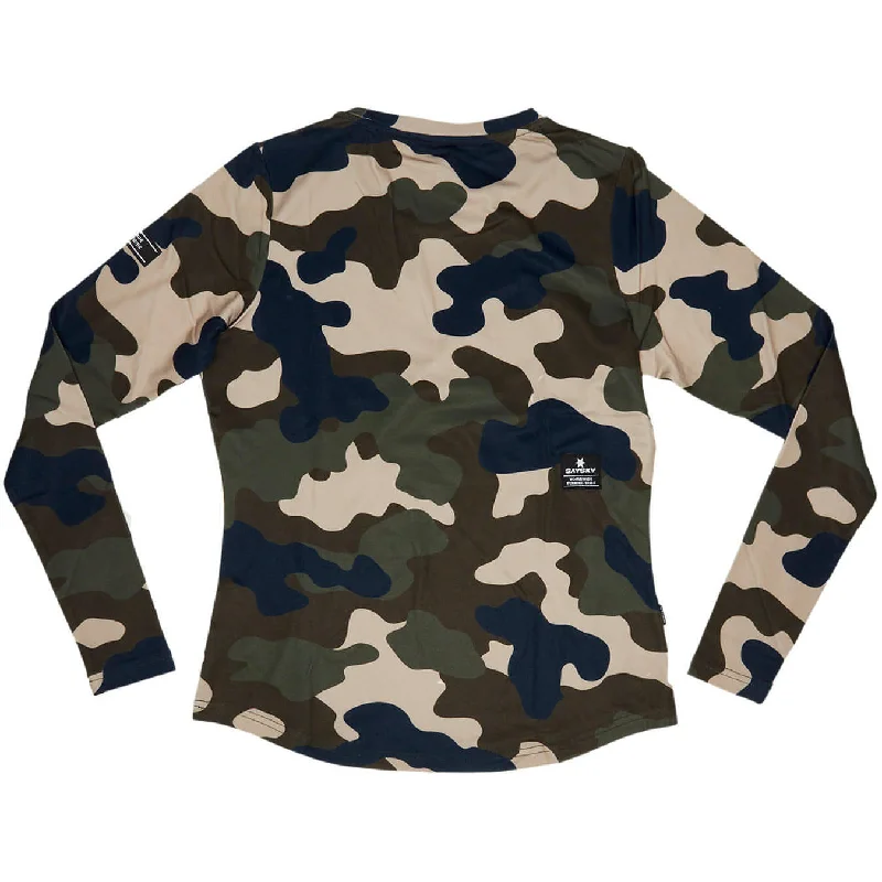 SAYSKY Camo Blaze Long Sleeve Womens Running Top - Green