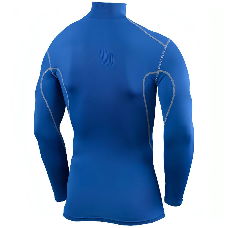 TCA Pro Performance Long Sleeve Mock Mens Compression Top - Blue