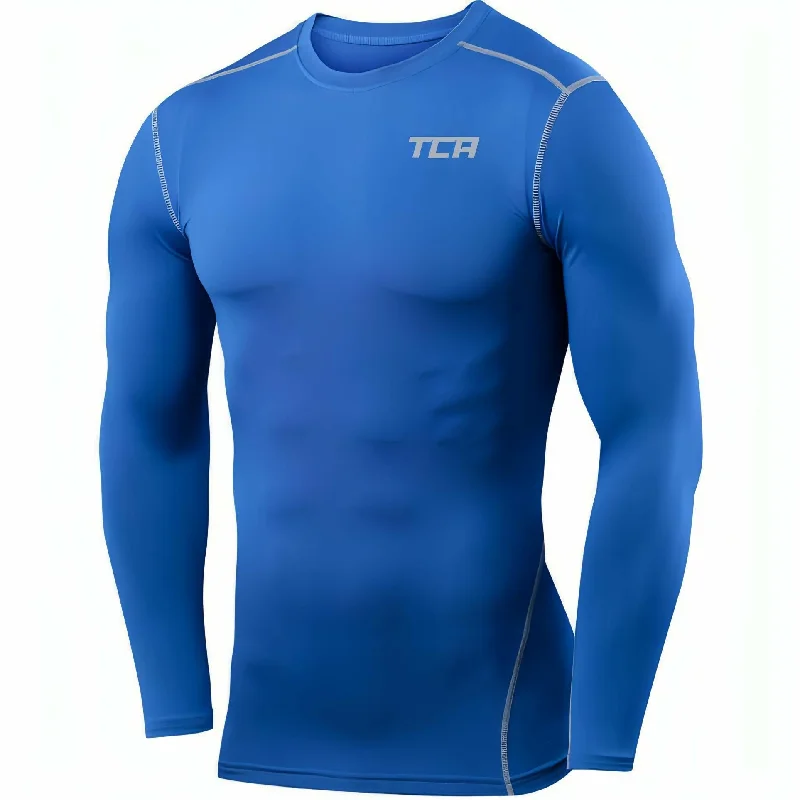 TCA Pro Performance Mens Long Sleeve Compression Top - Blue