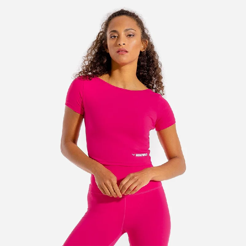 Warrior Crop Tee - Half Sleeves - Magenta