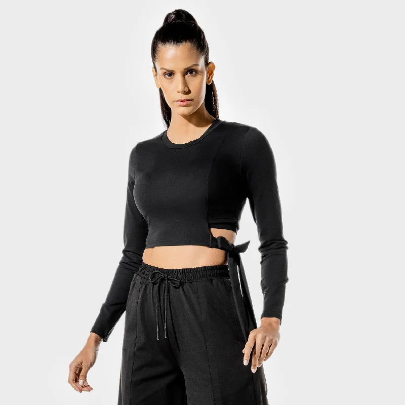 Women's Fitness - Tie Crop Top - Black