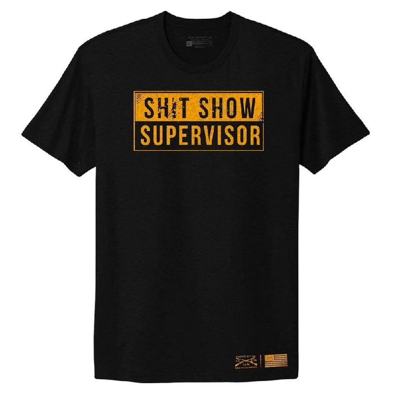 Women's Sh*t Show Supervisor Boyfriend Fit T-Shirt - Black