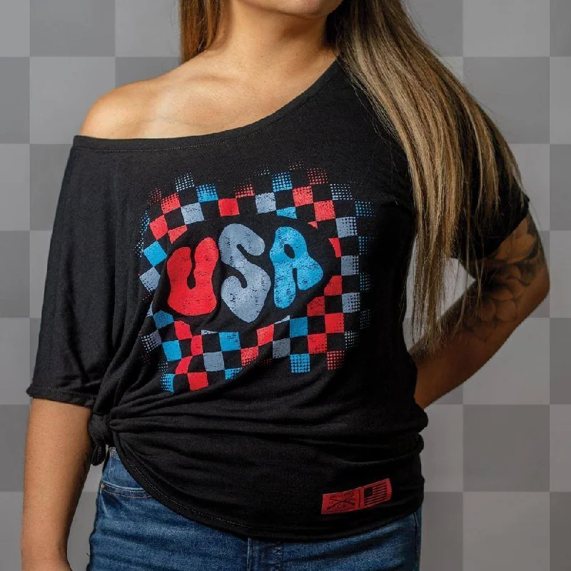 Women's USA Slouchy T-Shirt - Black