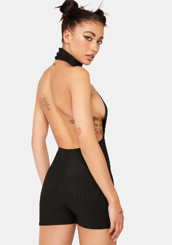 Annie Ribbed Open Back Romper