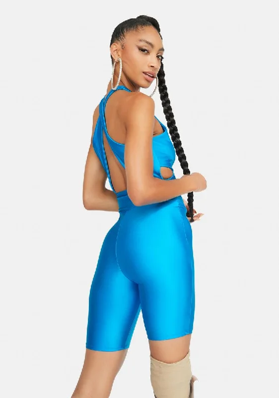 Aqua Electric Twist Criss Cross Romper