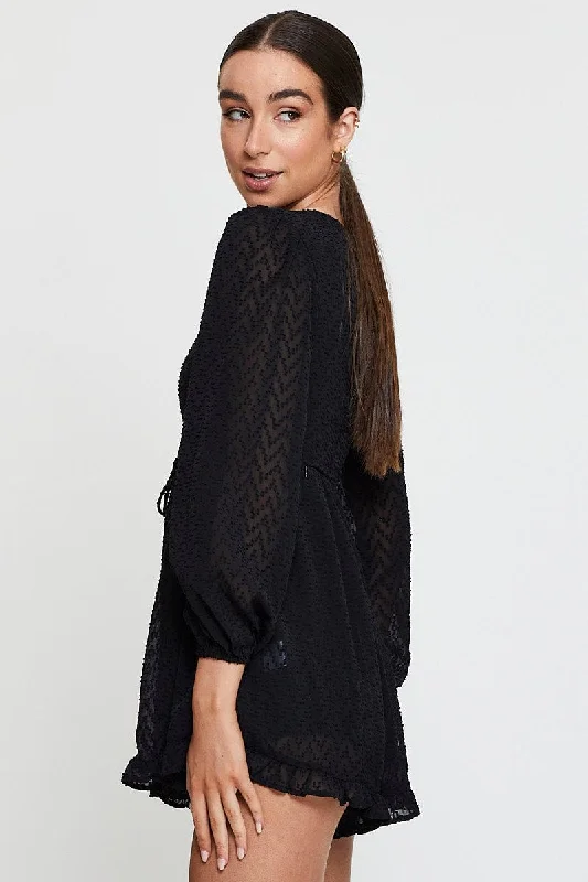 Black Playsuit Long Sleeve