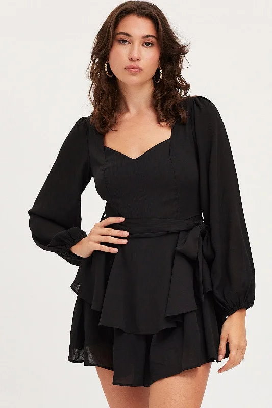 Black Playsuit Long Sleeve