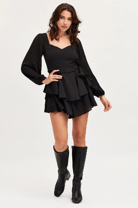 Black Playsuit Long Sleeve