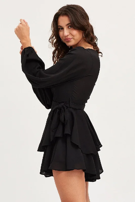 Black Playsuit Long Sleeve