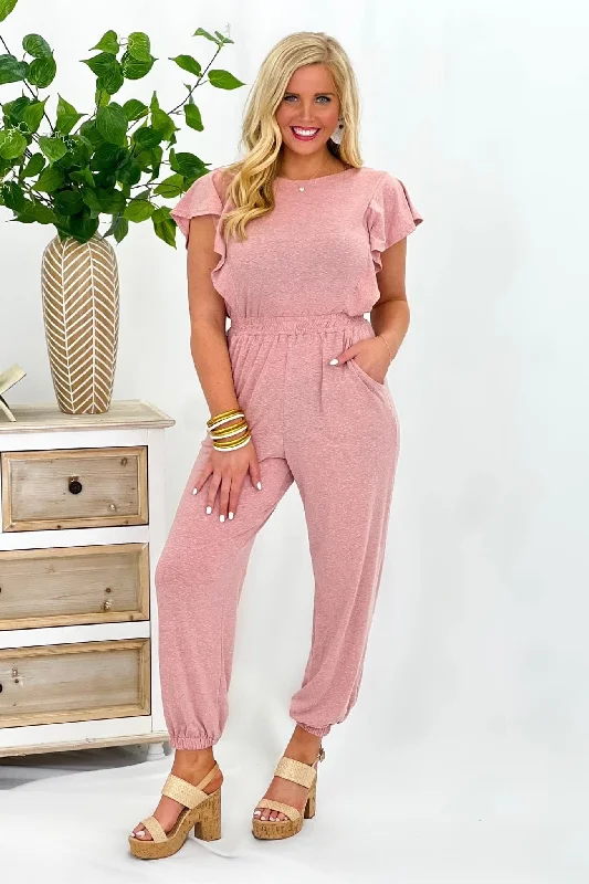 Rose Ruffle Sleeve Jumpsuit