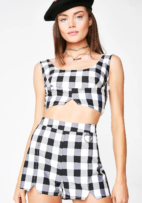 Dark Baddest Around Gingham Set