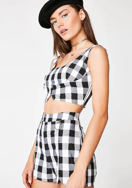 Dark Baddest Around Gingham Set