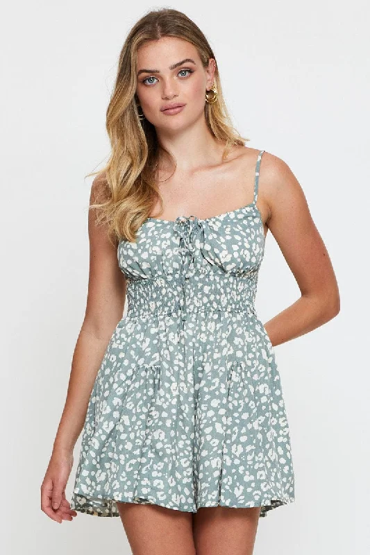 Geo Print Playsuit Sleeveless