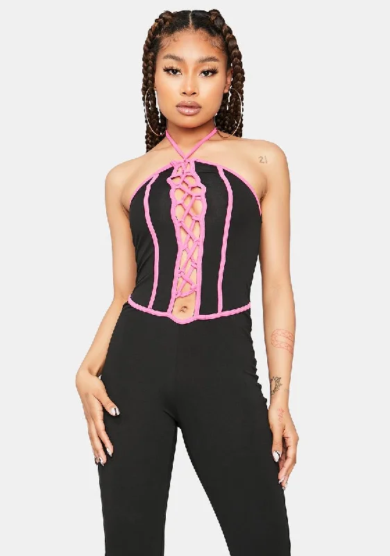 Got My Number Lace-Up Jumpsuit