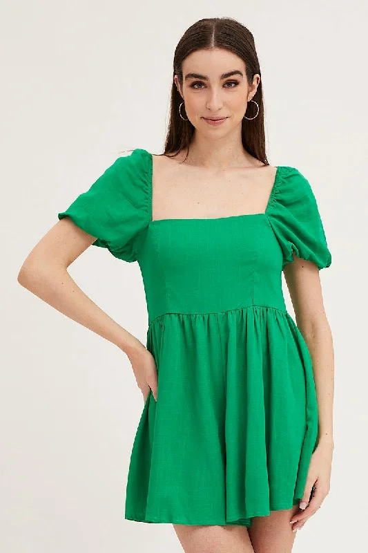 Green Playsuit Short Sleeve