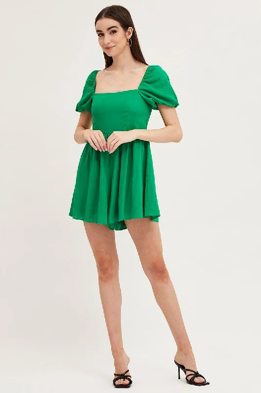 Green Playsuit Short Sleeve